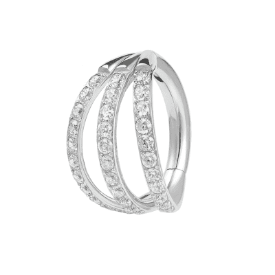 Piercing Κρίκος Ασημί με Ζιργκόν Πολυσειρικό Elegant Design SS155L