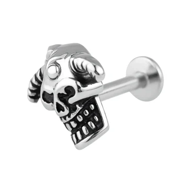 Helix skull piercing – gothic ασημί σχέδιο SS181A