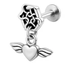 Helix καρδιά με φτερά piercing – ρομαντικό ασημί σχέδιο SS188B