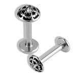 Helix Piercing Ανάγλυφο Σχέδιο με Μαύρες Λεπτομέρειες SS170B