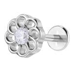 Helix Piercing Λουλούδι Ζιργκόν Ασημί Minimal Design SS124B