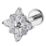 Helix Piercing Λουλούδι Ζιργκόν Ασημί Elegant Design – Βιδωτό SS134B