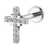 Helix Piercing Σταυρός Ζιργκόν Ασημί Minimal Design SS139B