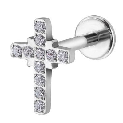 Helix Piercing Λουλούδι Ζιργκόν Ασημί Minimal Design SS124B