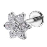 Helix Piercing Λουλούδι με Ζιργκόν Ασημί – Sparkling Design SS140