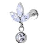 Helix Piercing Κρεμαστό με Ζιργκόν Φύλλα SS127A