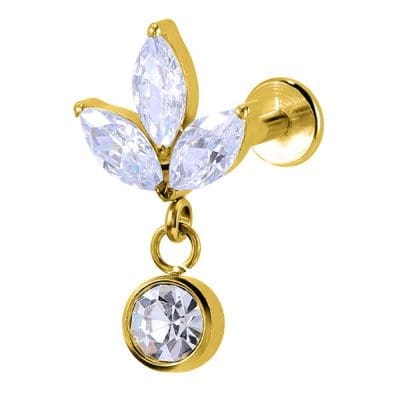 Helix Piercing Κρεμαστό Ζιργκόν Χρυσό Elegant Design SS127B