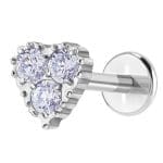 Helix Piercing Καρδιά με Ζιργκόν Ασημί – Λαμπερό Design SS203B