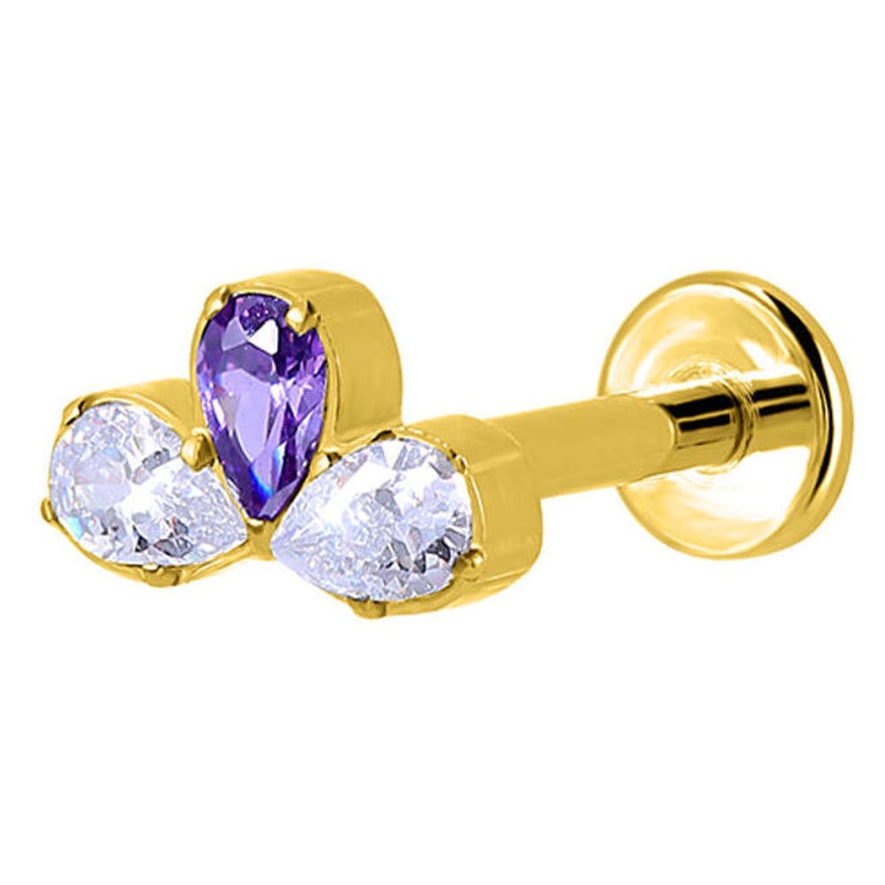 Helix Piercing Τριπλό Ζιργκόν Αμέθυστος Χρυσό Elegant SS185A Helix Piercing Τριπλό Ζιργκόν Αμέθυστος Χρυσό Elegant SS185A