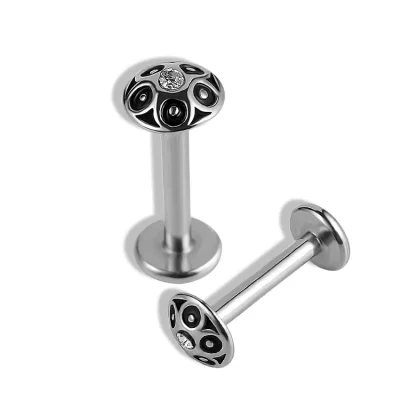 Helix Piercing με Ανάγλυφο Γεωμετρικό Σχέδιο και Ζιργκόν SS169B