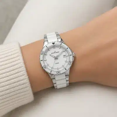 Jacques Lemans Γυναικείο Ρολόι Λευκό Κεραμικό 31mm 10ATM 1-2165B