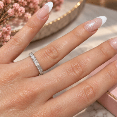Λευκόχρυσο Δαχτυλίδι 14K με Ζιργκόν – Ολόβερο & Μισόβερο ΔΓΛ003