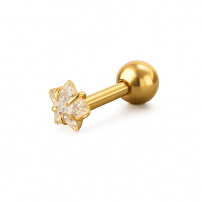 Helix Piercing Αστέρι με Ζιργκόν σε Χρυσό Χρώμα SS250