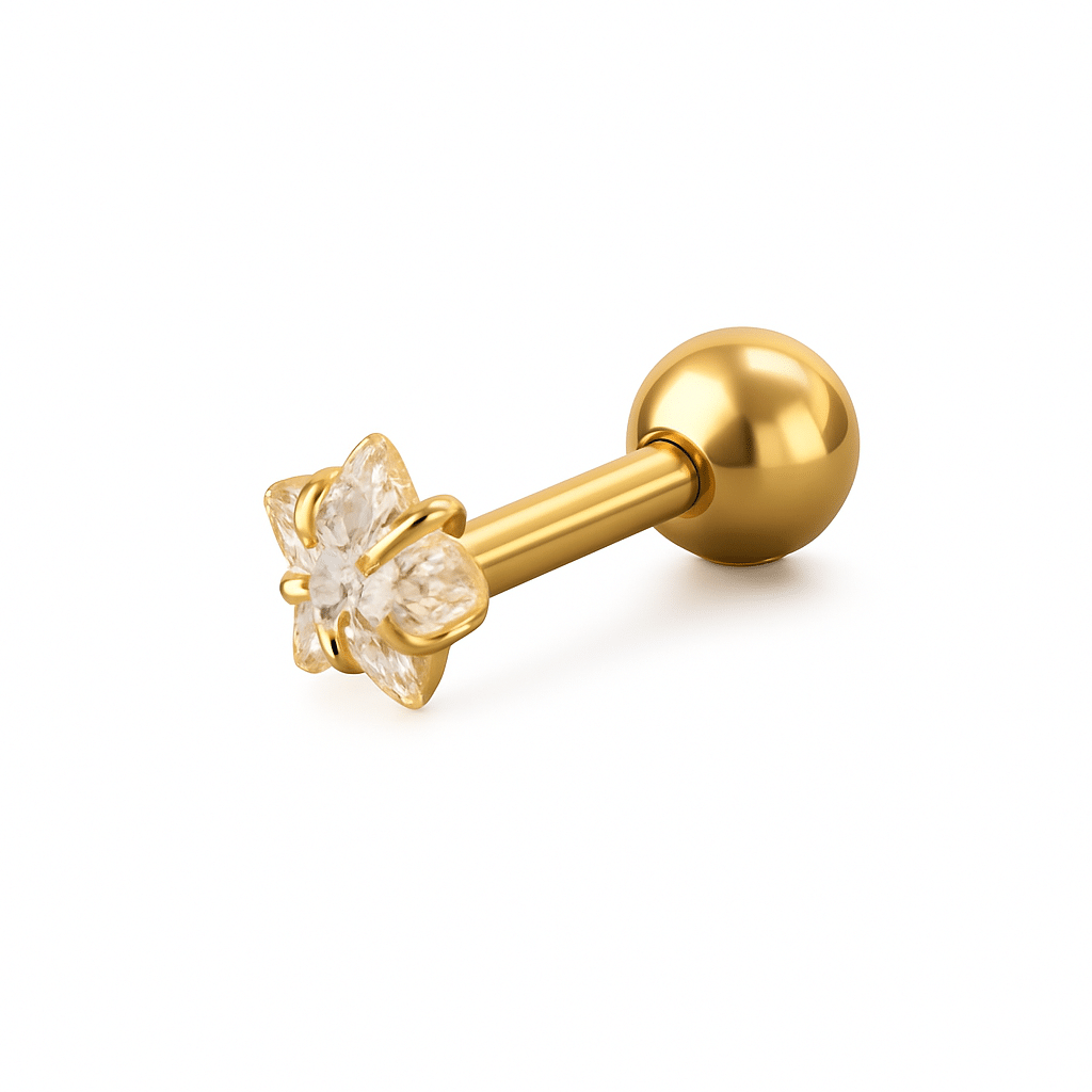 Helix Piercing Αστέρι με Ζιργκόν σε Χρυσό Χρώμα SS250 Helix Piercing Αστέρι με Ζιργκόν σε Χρυσό Χρώμα SS250