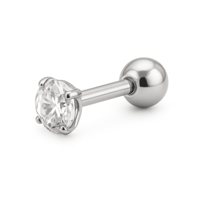 Ατσάλινο Helix Piercing με Λευκό Ζιργκόν σε Ασημί Χρώμα  SS248