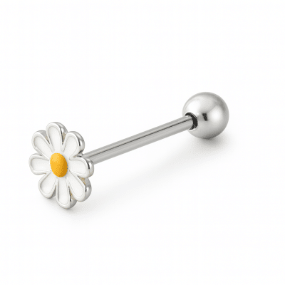Ατσάλινο Piercing Γλώσσας Μαργαρίτα – Υποαλλεργικό & Ανθεκτικό SG001