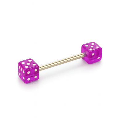 Ατσάλινο Piercing Γλώσσας με Μωβ Ζάρια – Ανθεκτικό & Μοναδικό Σχέδιο SG006