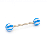 Ατσάλινο Piercing Γλώσσας Μπλε Λευκό – Ατσάλι SG010