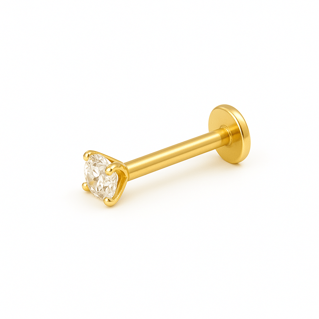 Χρυσό piercing helix με ζιργκόν flat back SS154 Χρυσό piercing helix με ζιργκόν flat back SS154