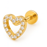 Χρυσό Helix Piercing Καρδιά με Ζιργκόν SS208A
