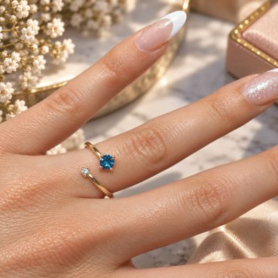 Χρυσό Δαχτυλίδι 14K με Μπλε & Λευκό Ζιργκόν – Γυναικείο 3110 Κ12