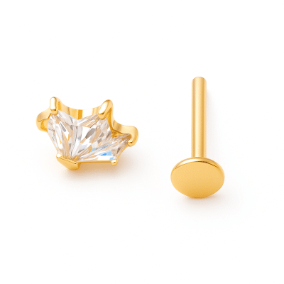 Χρυσό Helix Piercing Φύλλο με Ζιργκόν  SS206A