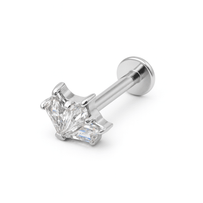 Ασημί Helix Piercing Φύλλο με Ζιργκόν  SS206B