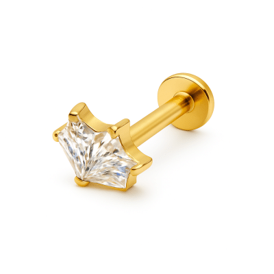 Χρυσό Helix Piercing Φύλλο με Ζιργκόν  SS206A