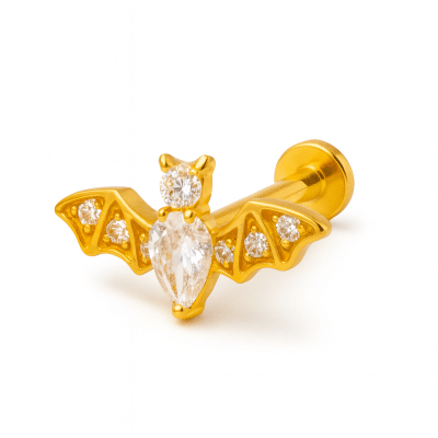 Χρυσό Helix Piercing Νυχτερίδα με Ζιργκόν SS207A