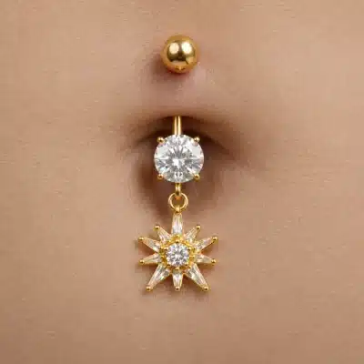 Piercing αφαλού ατσάλινο με κρεμαστό αστέρι SA1039