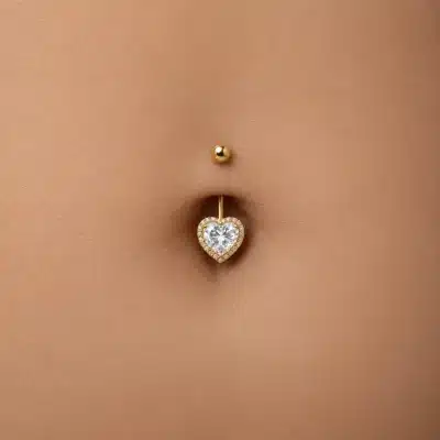 Piercing αφαλού ατσάλινο καρδιά – Χρυσό κρεμαστό κόσμημα SA1041