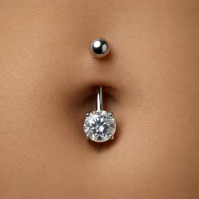 Piercing αφαλού ατσάλινο – Λαμπερό μονόπετρο SA1053
