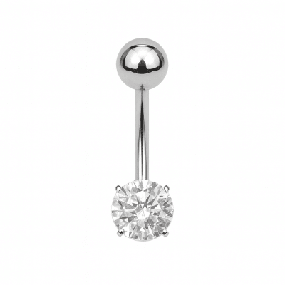 Piercing αφαλού ατσαλινο – Χρυσό λουλουδένιο σχέδιο με ζιργκόν SA1052