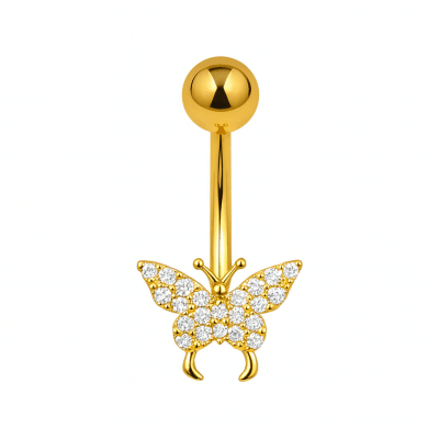 Piercing αφαλού ατσάλινο με πεταλούδα – Ατσάλινο κόσμημα SA1050