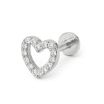 Ασημί Helix Piercing Καρδιά με Ζιργκόν SS208B