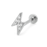 Piercing τιτανίου – Ασημί κεραυνός με ζιργκόν SS209B