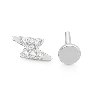 Piercing τιτανίου – Ασημί κεραυνός με ζιργκόν SS209B