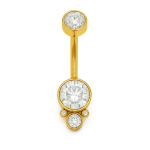 Piercing τιτανίου χρυσό με λευκά ζιργκόν SA1060