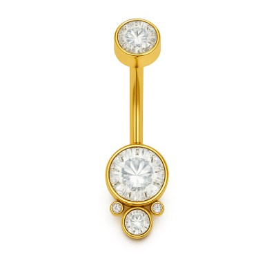 Piercing τιτανίου χρυσό με λευκά ζιργκόν SA1060