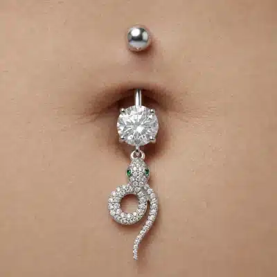Piercing αφαλού ατσάλινο φίδι – Κρεμαστό ασημί κόσμημα SA1046