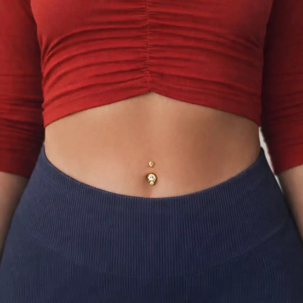 Piercing τιτανίου χρυσό με λευκά ζιργκόν SA1060 Piercing τιτανίου χρυσό με λευκά ζιργκόν SA1060