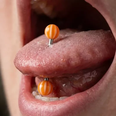 Ατσάλινο piercing γλώσσας πορτοκαλί – Μοντέρνο και ανθεκτικό SG013