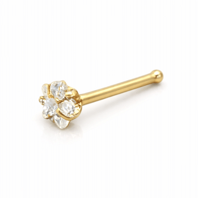 Piercing Μύτης Ατσάλινο Αστέρι Χρυσό με Ζιργκόν SM0040