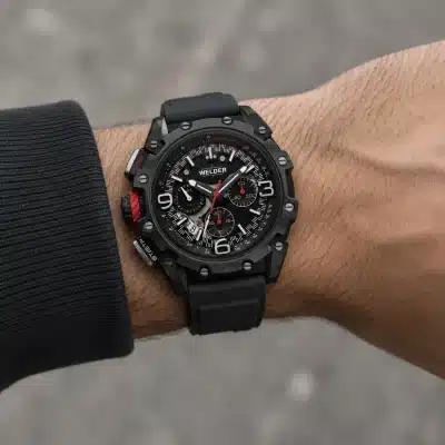 Ανδρικό Ρολόι Welder Chronograph Μαύρο Σιλικόνης λουρί WWRR1004