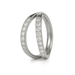 Ασημί piercing κρικάκι διπλό με πέτρες λαμπερό SS255