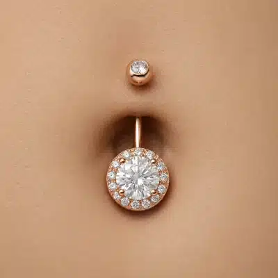 Piercing Αφαλού με Ζιργκόν σε Ροζ Χρυσό Χρώμα SA1066