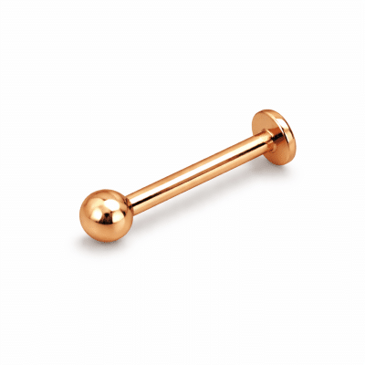 Ροζ χρυσό piercing με επίπεδη βάση και μπίλια SS265
