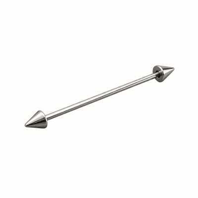 Industrial Piercing Μπάρα με Κώνους – Ασημί Minimal NRI0046