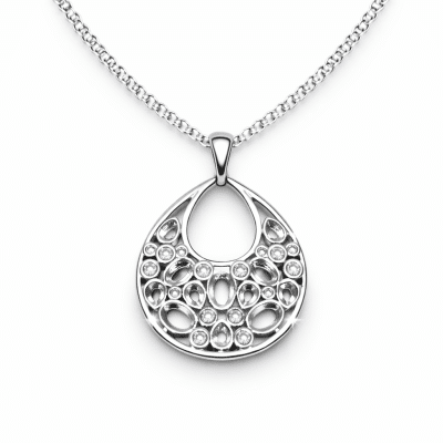 Γυναικείο Κολιέ Ασημί με Ζιργκόν Σταγόνα Elegant NRWN0171