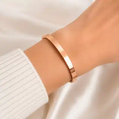 Γυναικεία Χειροπέδα Ροζ Χρυσή Minimal GX010